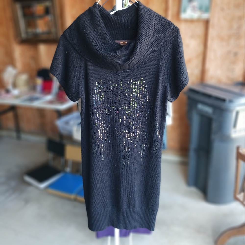Woman's Sweater Dress Black Size Medium